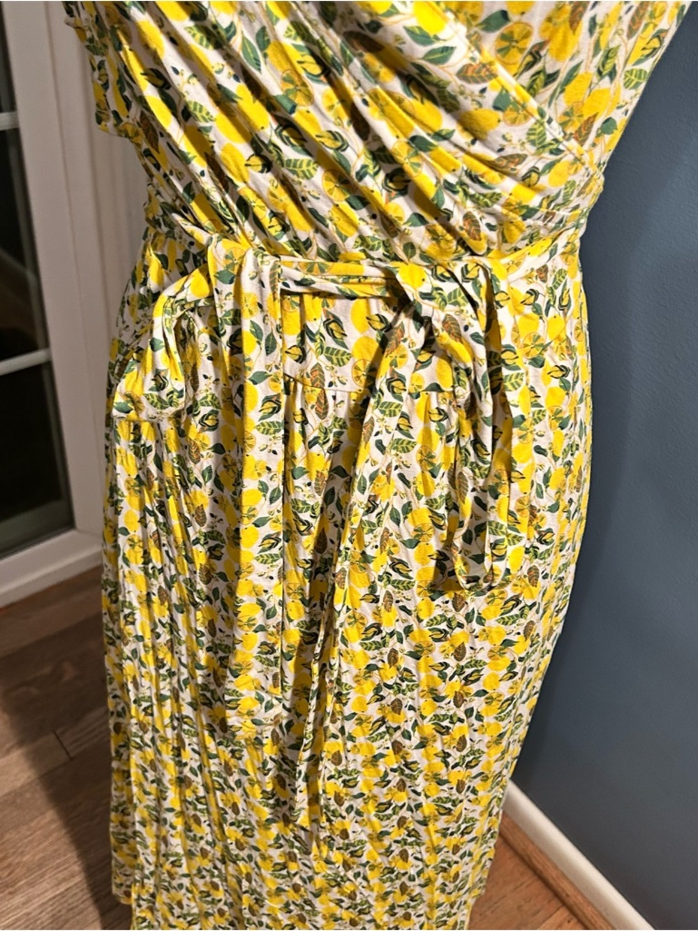 Boden Lavinia white lemon vine wrap midi dress - Picture 12 of 15